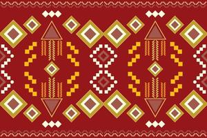 Ethnic fabric pattern geometric style. Sarong Aztec Ethnic oriental pattern traditional Crimson red background. Abstract,vector,illustration. use for texture,clothing,wrapping,decoration,carpet. vector