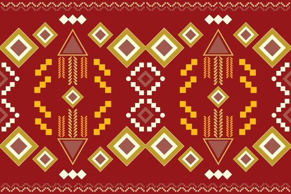 Ethnic fabric pattern geometric style. Sarong Aztec Ethnic oriental pattern traditional Crimson red background. Abstract,vector,illustration. use for texture,clothing,wrapping,decoration,carpet.