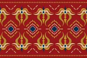 Ethnic fabric pattern geometric style. Sarong Aztec Ethnic oriental pattern traditional Crimson red background. Abstract,vector,illustration. use for texture,clothing,wrapping,decoration,carpet. vector