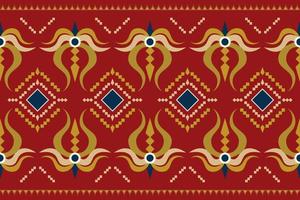 Ethnic fabric pattern geometric style. Sarong Aztec Ethnic oriental pattern traditional Crimson red background. Abstract,vector,illustration. use for texture,clothing,wrapping,decoration,carpet. vector