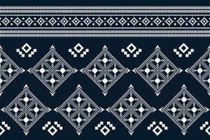 Ethnic fabric pattern geometric style. Sarong Aztec Ethnic oriental pattern traditional Dark navy blue background. Abstract,vector,illustration. Use for texture,clothing,wrapping,decoration,carpet. vector
