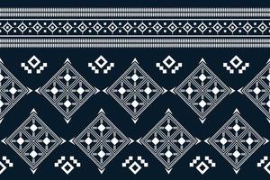 Ethnic fabric pattern geometric style. Sarong Aztec Ethnic oriental pattern traditional Dark navy blue background. Abstract,vector,illustration. Use for texture,clothing,wrapping,decoration,carpet. vector