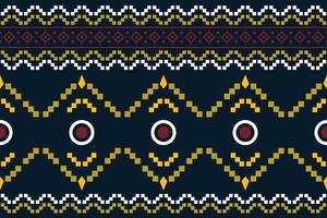 Ethnic fabric pattern geometric style. Sarong Aztec Ethnic oriental pattern traditional Dark navy blue background. Abstract,vector,illustration. Use for texture,clothing,wrapping,decoration,carpet. vector
