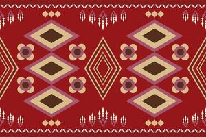 Ethnic fabric pattern geometric style. Sarong Aztec Ethnic oriental pattern traditional Crimson red background. Abstract,vector,illustration. use for texture,clothing,wrapping,decoration,carpet. vector