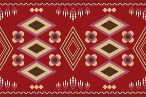 Ethnic fabric pattern geometric style. Sarong Aztec Ethnic oriental pattern traditional Crimson red background. Abstract,vector,illustration. use for texture,clothing,wrapping,decoration,carpet. vector