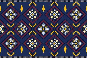 Ethnic fabric pattern geometric style. Sarong Aztec Ethnic oriental pattern traditional Dark navy blue background. Abstract,vector,illustration. Use for texture,clothing,wrapping,decoration,carpet. vector