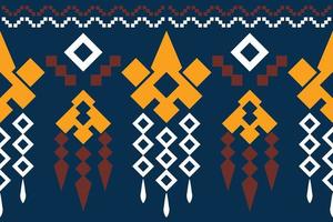 Ethnic fabric pattern geometric style. Sarong Aztec Ethnic oriental pattern traditional Dark navy blue background. Abstract,vector,illustration. Use for texture,clothing,wrapping,decoration,carpet. vector