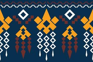 Ethnic fabric pattern geometric style. Sarong Aztec Ethnic oriental pattern traditional Dark navy blue background. Abstract,vector,illustration. Use for texture,clothing,wrapping,decoration,carpet. vector