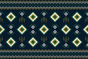 Ethnic fabric pattern geometric style. Sarong Aztec Ethnic oriental pattern traditional Dark navy blue background. Abstract,vector,illustration. Use for texture,clothing,wrapping,decoration,carpet. vector