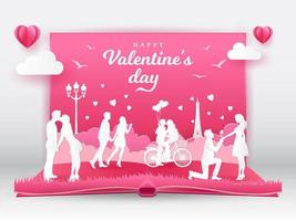 Valentine's Day greeting card with romantic couples in love vector