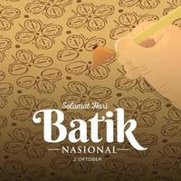 Indonesian Holiday Batik Day Illustration.Translation, October 02, Happy National Batik day. vector