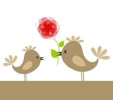 Love birds and heart. Vector illustration