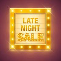 Late Night Sale sign in Retro neon glowing frame vector