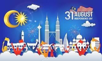 31 August. Vector illustration of malaysia Independence Day celebration