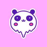 Cute panda bear with melted face illustration, with soft pop style and old style 90s cartoon drawings. Artwork for street wear, t shirt, patchworks. vector