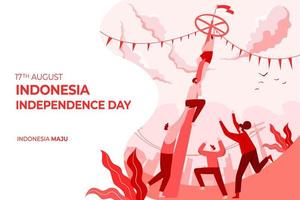 Indonesia independence day greeting card with traditional games concept illustration vector