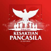 Indonesian Holiday Pancasila Day Illustration.Translation, October 01, Commemoration of the Pancasila Sanctity Day vector