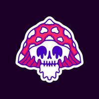 Trippy magic mushroom skull, illustration for t-shirt, sticker, or apparel merchandise. With modern pop and retro style. vector