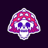 Trippy magic mushroom skull, illustration for t-shirt, sticker, or apparel merchandise. With modern pop and retro style. vector