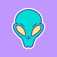 Handsome alien head illustration, with soft pop style and old style 90s cartoon drawings. Artwork for street wear, t shirt, patchworks. vector