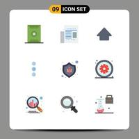 Group of 9 Modern Flat Colors Set for protect antivirus read ui app Editable Vector Design Elements