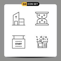 Set of 4 Modern UI Icons Symbols Signs for building race modern loading start Editable Vector Design Elements