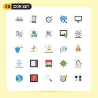 User Interface Pack of 25 Basic Flat Colors of cloud search cloud magnifying smart phone cloud computing shield Editable Vector Design Elements