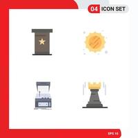 4 User Interface Flat Icon Pack of modern Signs and Symbols of conference game presentation weather play Editable Vector Design Elements