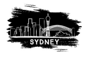 Sydney Skyline Silhouette. Hand Drawn Sketch. Vector Illustration. Business Travel and Tourism Concept with Historic Architecture.