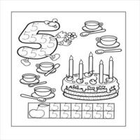 number coloring page 0,1,2,3,4,5,6,7,8,9,10 vector illustration.