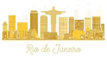 Rio de Janeiro City skyline golden silhouette. vector