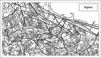 Algiers Algeria Map in Black and White Color. vector