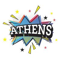 Athens Comic Text in Pop Art Style. vector