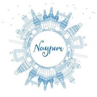 Outline Nagpur Skyline with Blue Buildings and Copy Space. vector