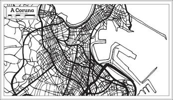 un mapa de la ciudad de la coruña españa en estilo retro. esquema del mapa. vector