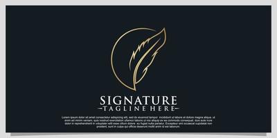 Creative quill signature logo design with minimalist feather ink Premium Vector Part 4