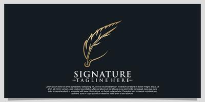Creative quill signature logo design with minimalist feather ink Premium Vector Part 3