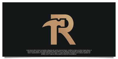 Creative initial letter R with hammer logo design unique concept Premium Vector