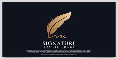 Signature logo design with minimalist feather ink gold Premium Vector Part 3
