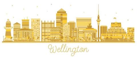 Wellington New Zealand City skyline golden silhouette. vector