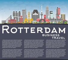 Rotterdam Netherlands City Skyline with Gray Buildings, Blue Sky and Copy Space. vector