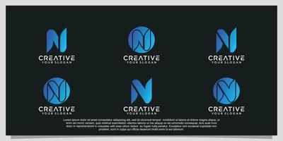 Gradient N logo design collection unique concept Premium Vector