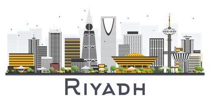 horizonte de la ciudad de riyadh arabia saudita con edificios grises aislados en fondo blanco. vector