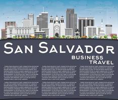 San Salvador Skyline with Gray Buildings, Blue Sky and Copy Space. vector