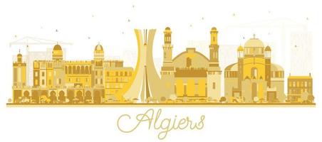 silueta dorada del horizonte de la ciudad de argel argelia. vector