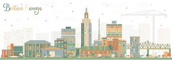 Baton Rouge Louisiana City Skyline with Color Buildings. vector