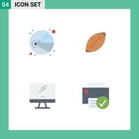 Pictogram Set of 4 Simple Flat Icons of astronaut sport cosmonaut football computer Editable Vector Design Elements