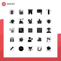 25 Thematic Vector Solid Glyphs and Editable Symbols of wand preferences beach message traveling Editable Vector Design Elements