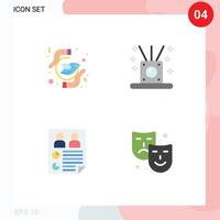 Set of 4 Modern UI Icons Symbols Signs for equality data peace relaxing paper Editable Vector Design Elements