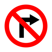 No Right turn Road Sign on Transparent Background png